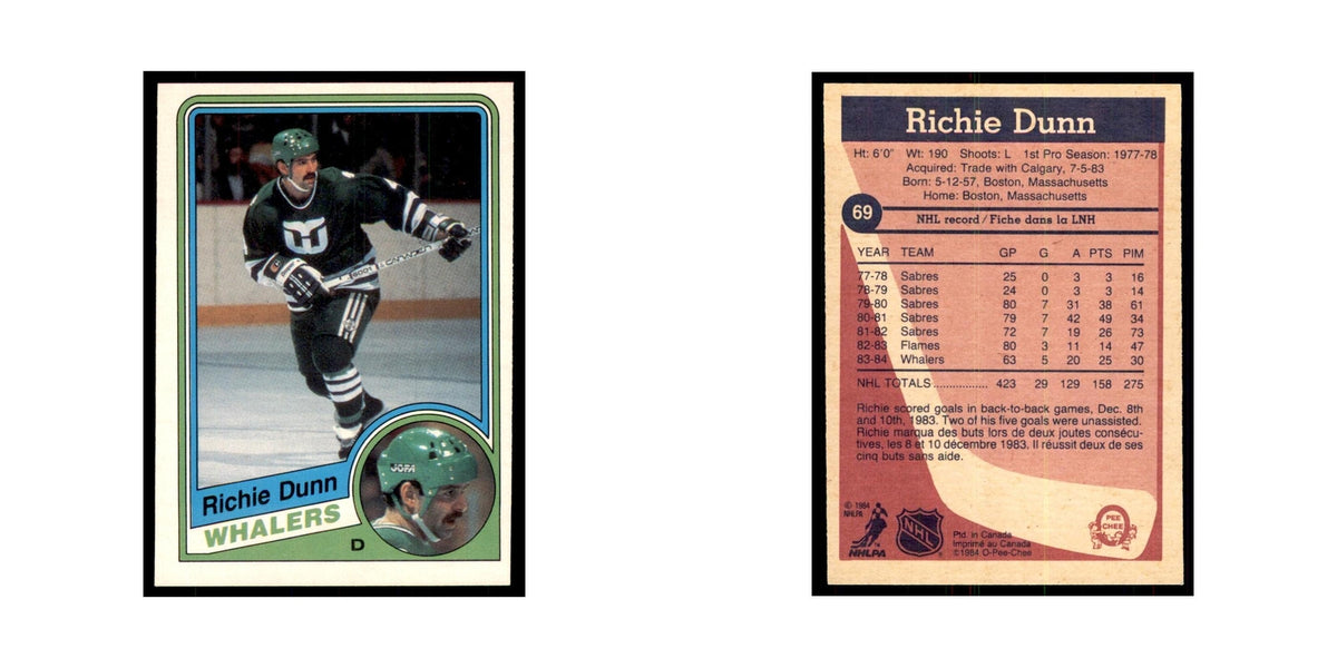 1984 O-Pee-Chee Richie Dunn Hartford Whalers #69