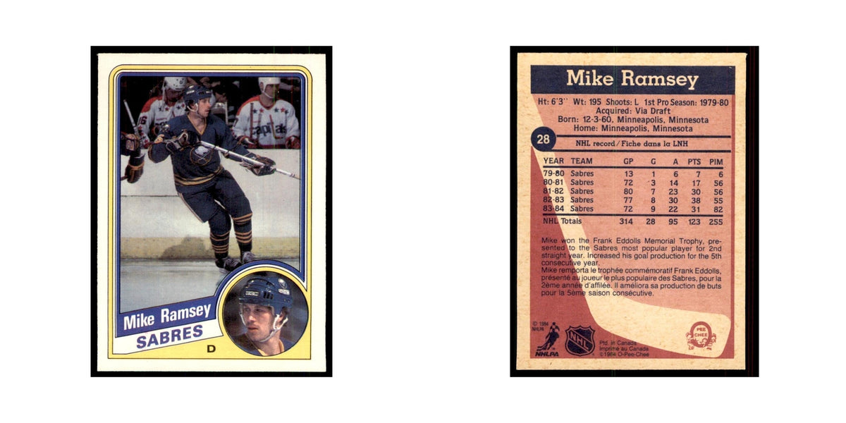 1984 O-Pee-Chee Mike Ramsey Buffalo Sabres #28