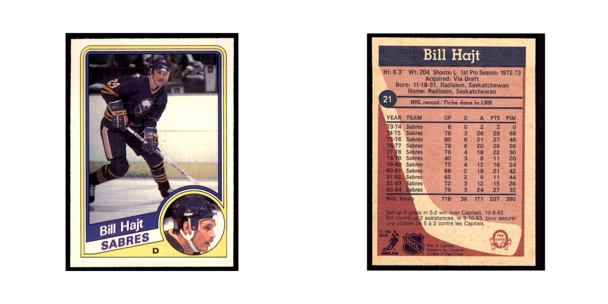 1984 O-Pee-Chee Bill Hajt Buffalo Sabres #21