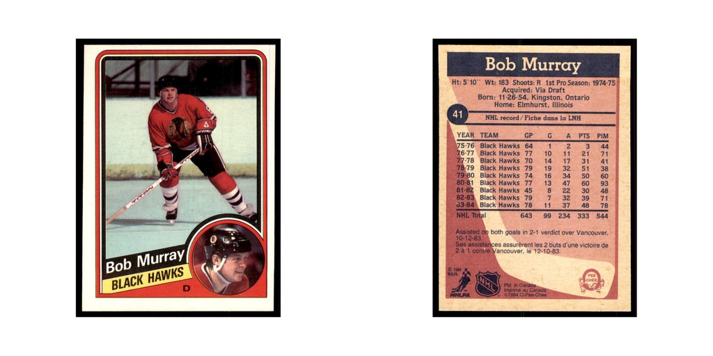 1984 O-Pee-Chee Bob Murray Chicago Blackhawks #41