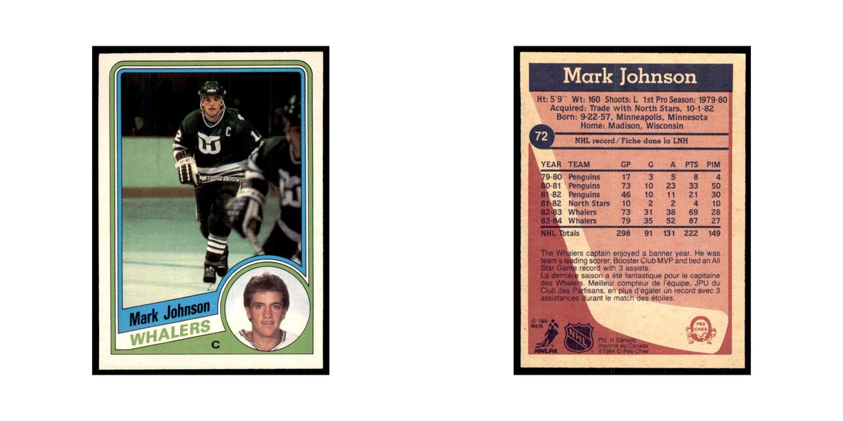 1984 O-Pee-Chee Mark Johnson Hartford Whalers #72