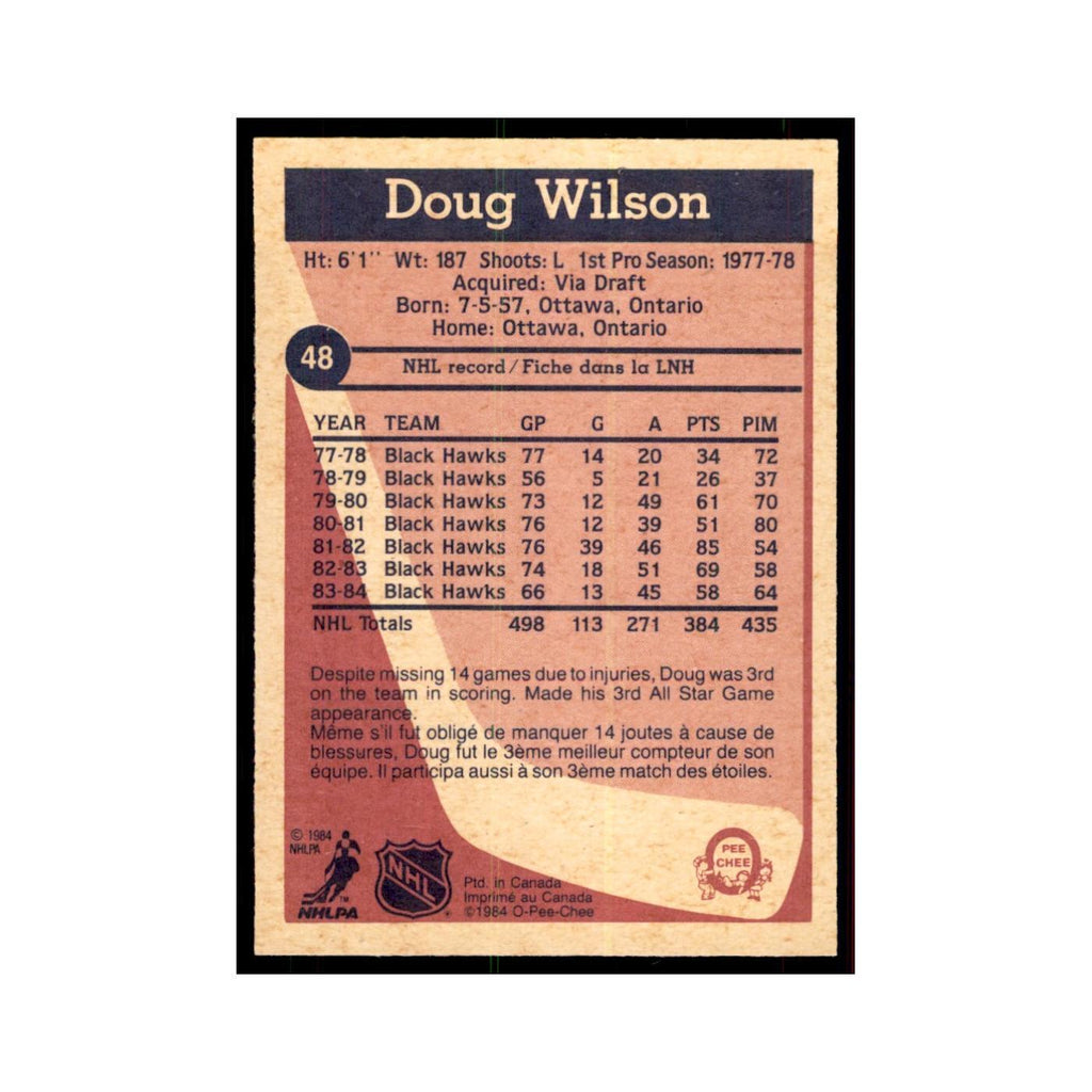 1984 O-Pee-Chee Doug Wilson Chicago Blackhawks #48