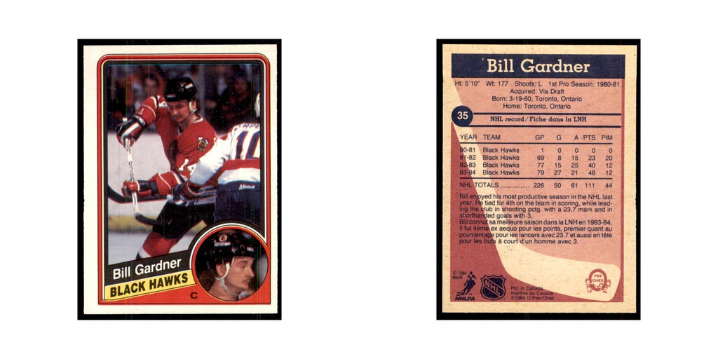 1984 O-Pee-Chee Bill Gardner Chicago Blackhawks #35