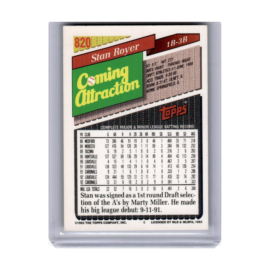1993 Topps Gold Stan Royer Cardinals #820