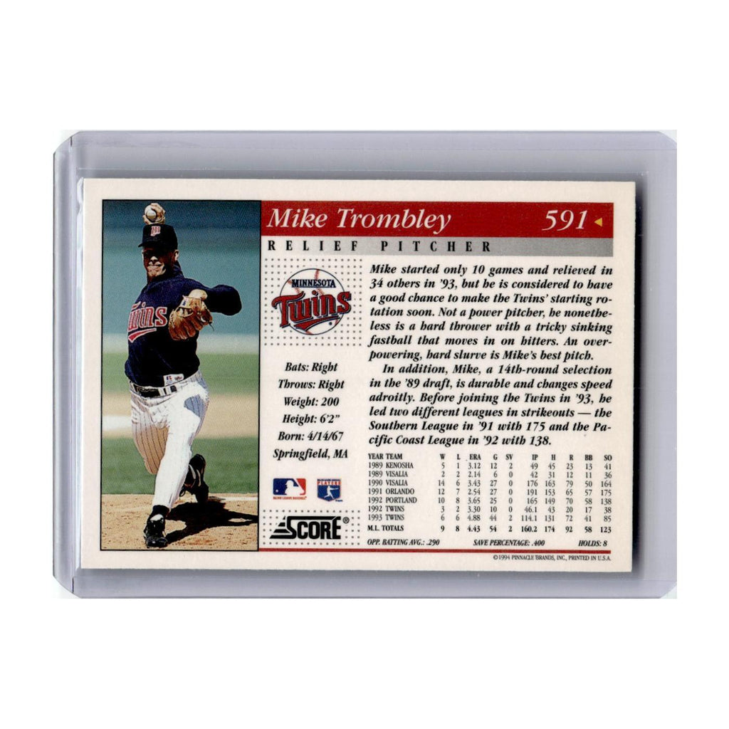 1994 Score Mike Trombley Twins #591
