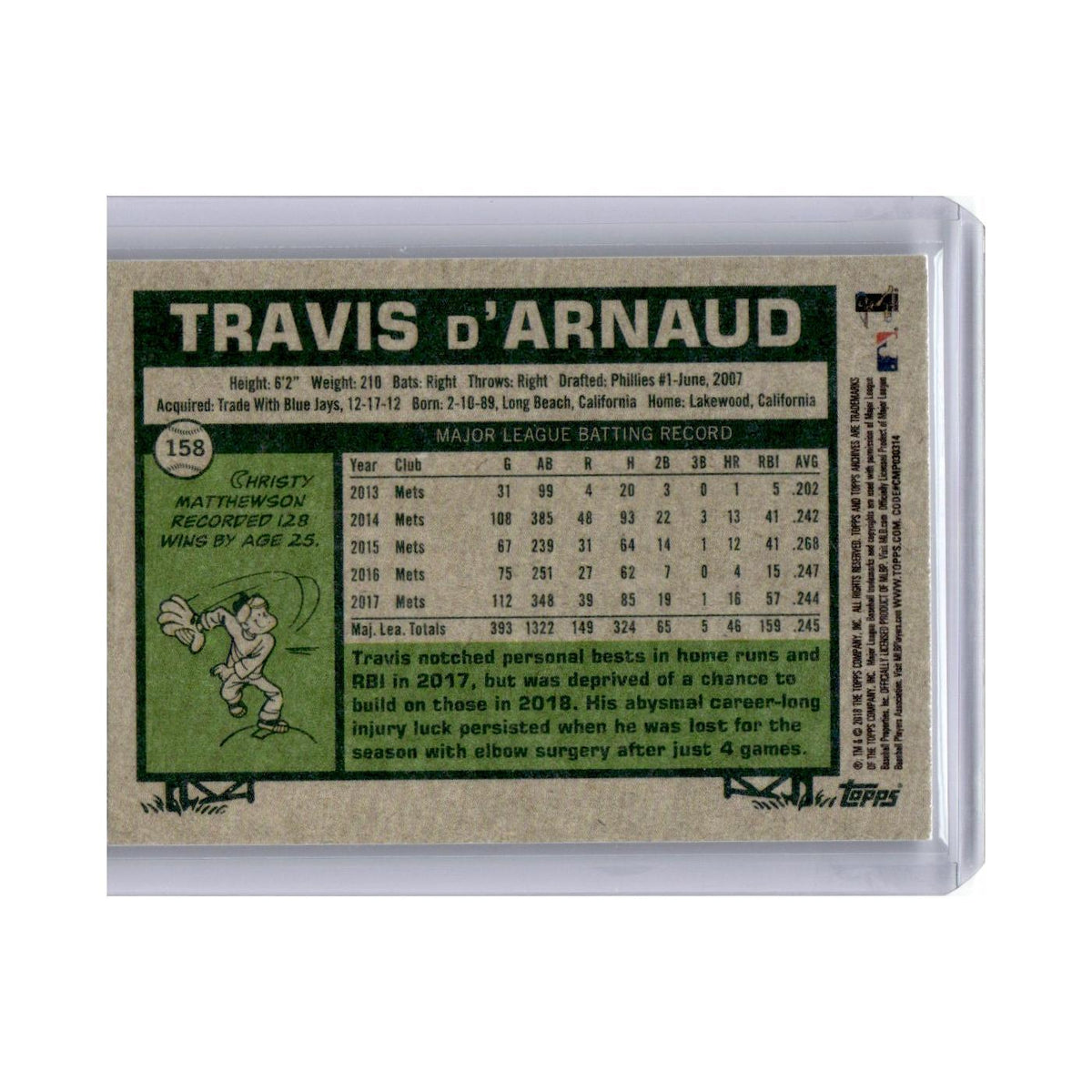 2018 Topps Archives Travis d'Arnaud Mets #158