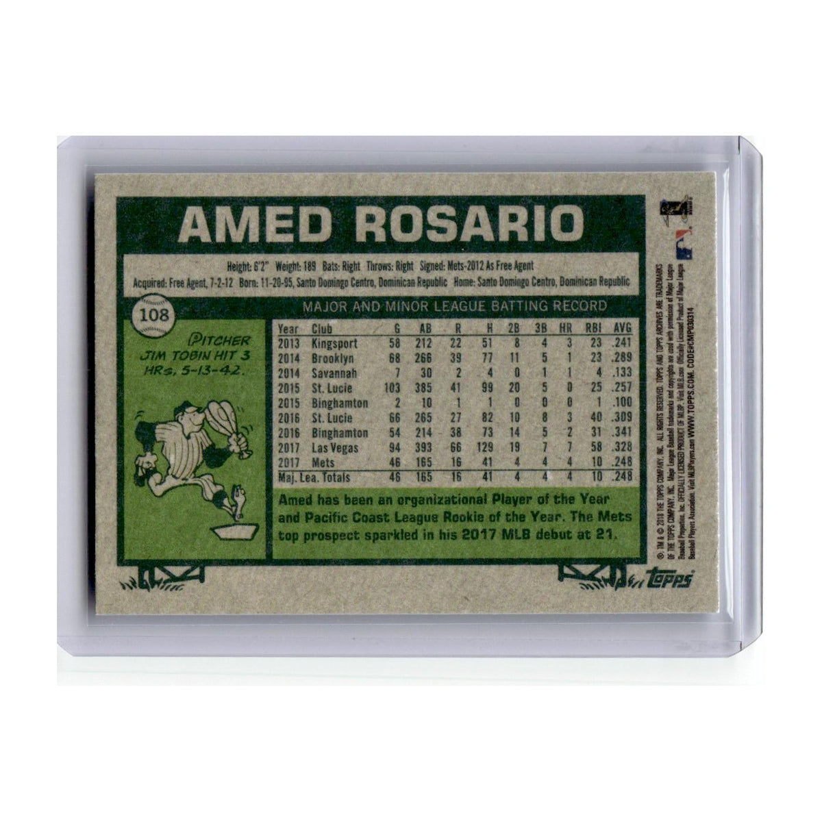 2018 Topps Archives Amed Rosario RC Mets #108