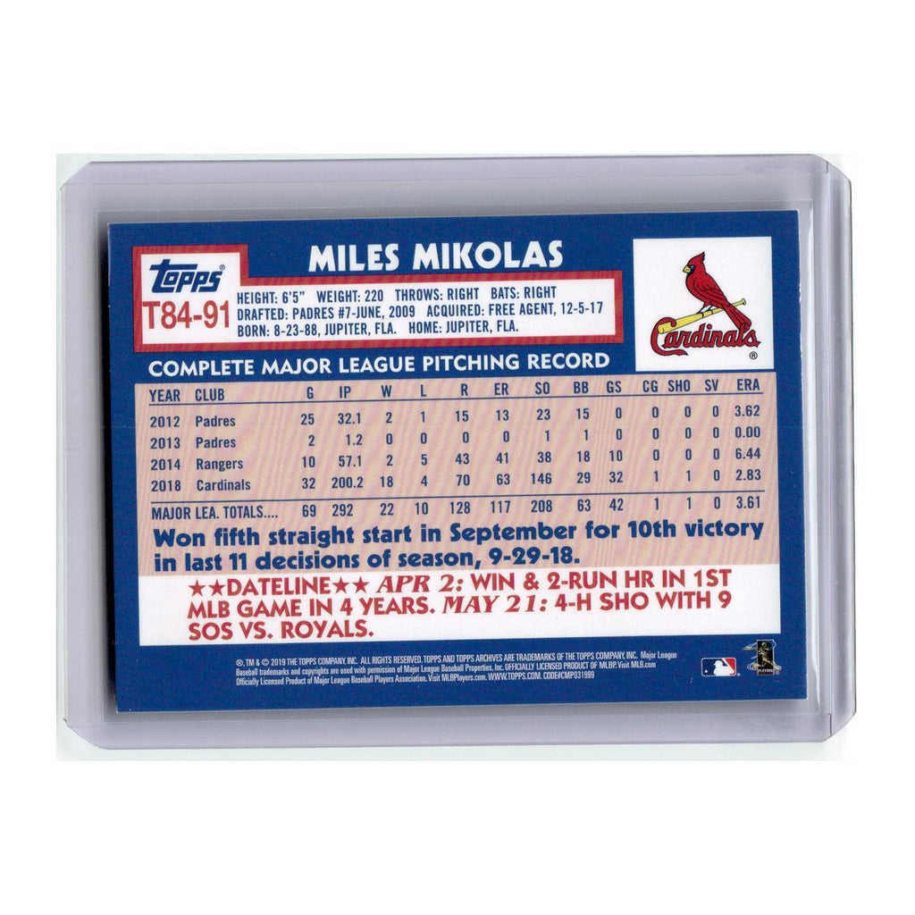 2019 Topps Miles Mikolas Cardinals #T84-91