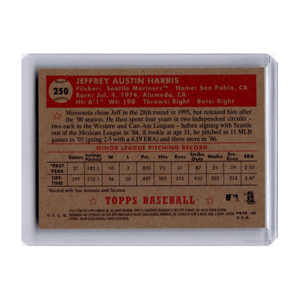2006 Topps '52 Jeff Harris RC Mariners #250