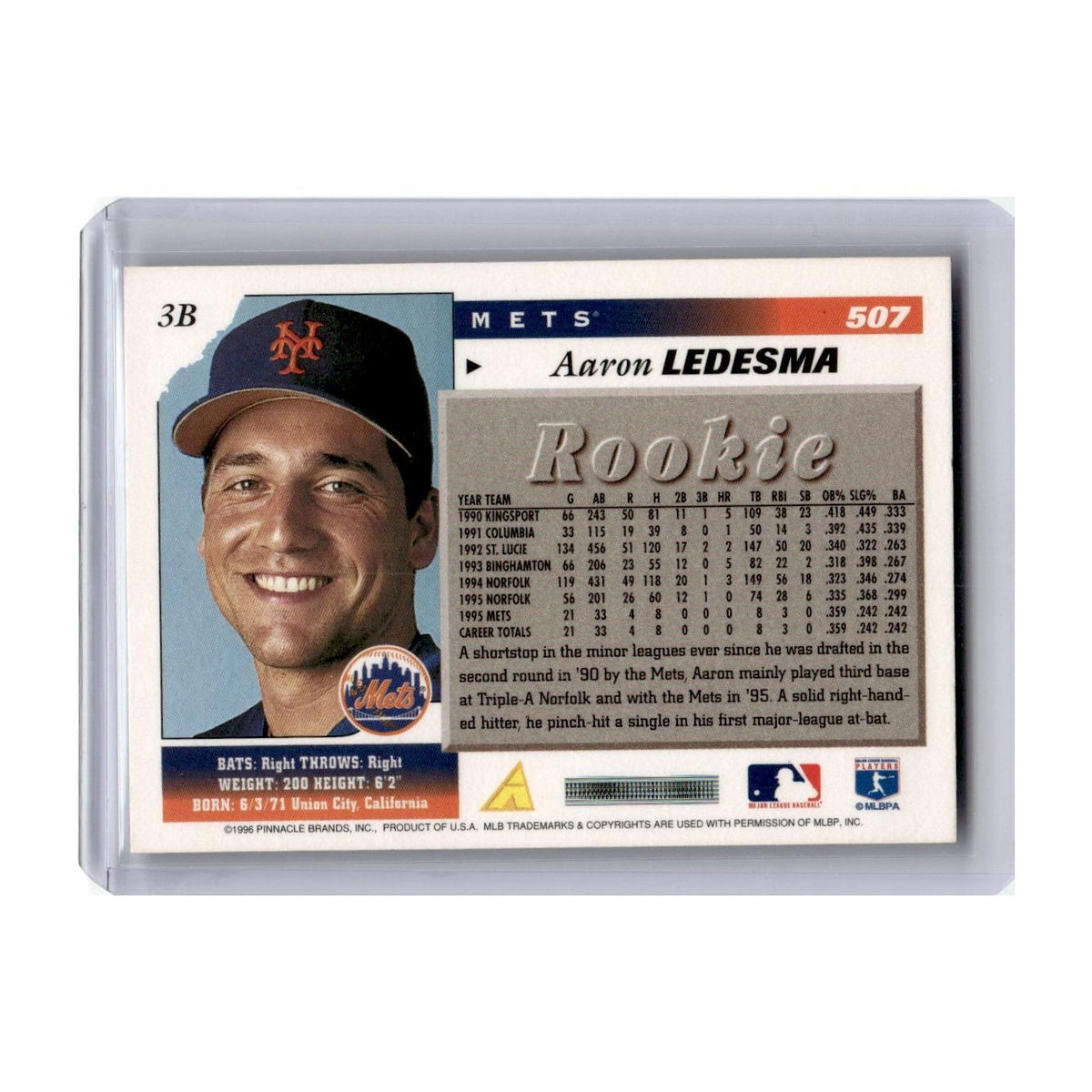 1996 Score Aaron Ledesma Mets #507