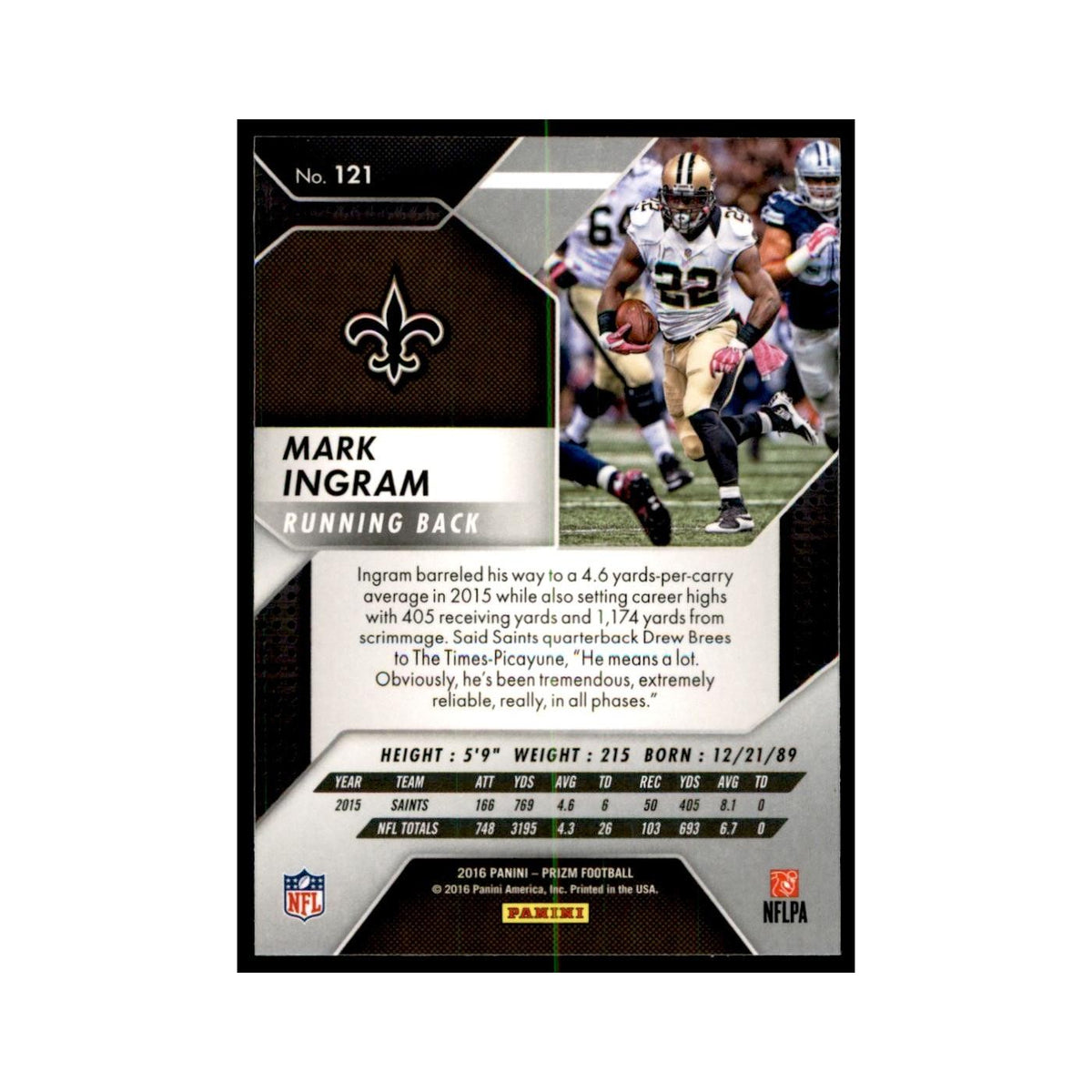 2016 Prizm Mark Ingram Football Cards #121