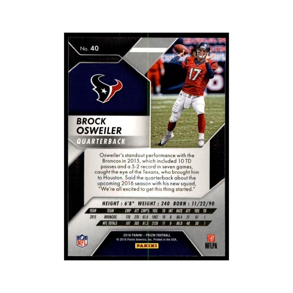 2016 Prizm Brock Osweiler Football Cards #40