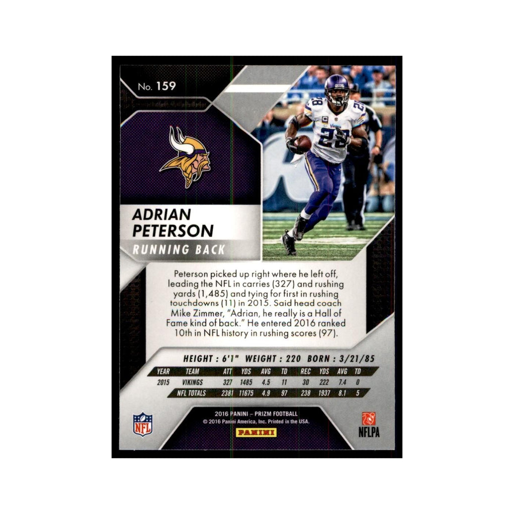 2016 Prizm Adrian Peterson Football Cards #159