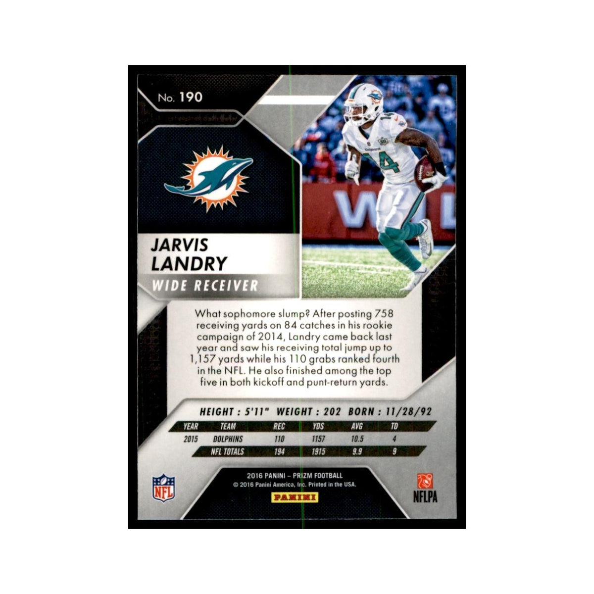 2016 Prizm Jarvis Landry Football Cards #190