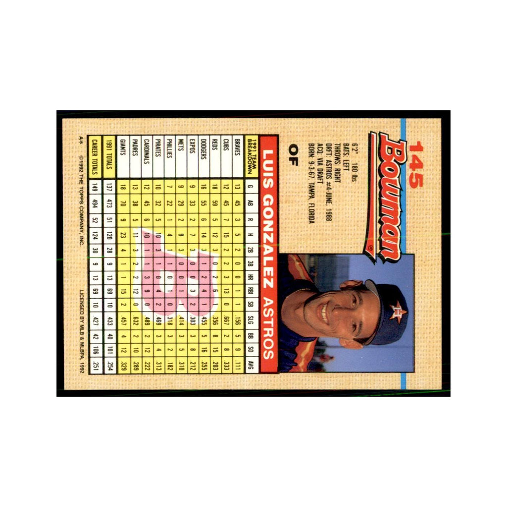 1992 Bowman Luis Gonzalez Baseball Cards #145
