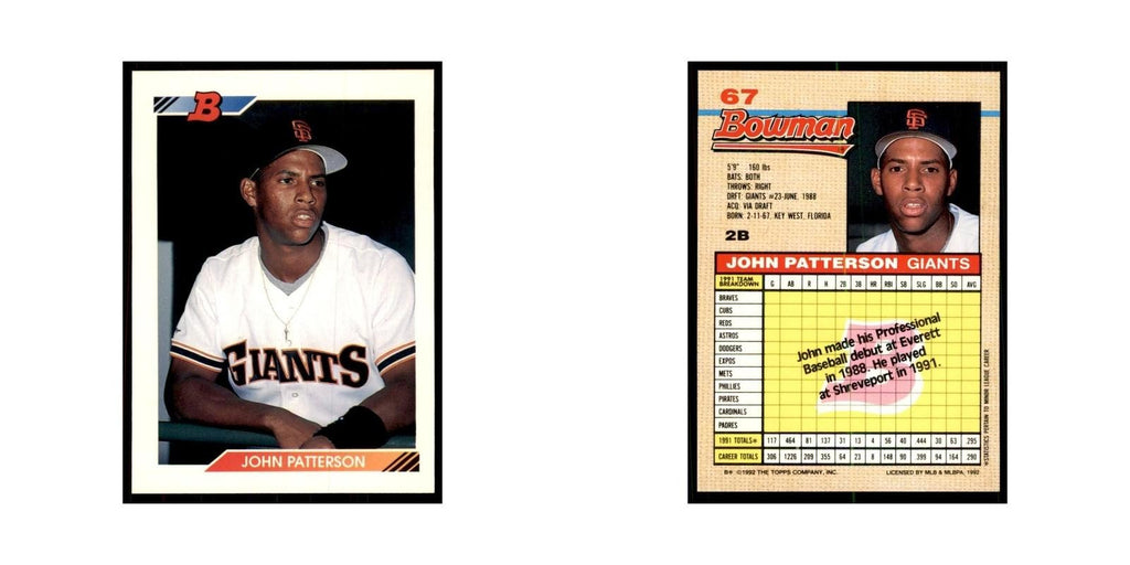 1992 Bowman John Patterson Baseball Cards #67