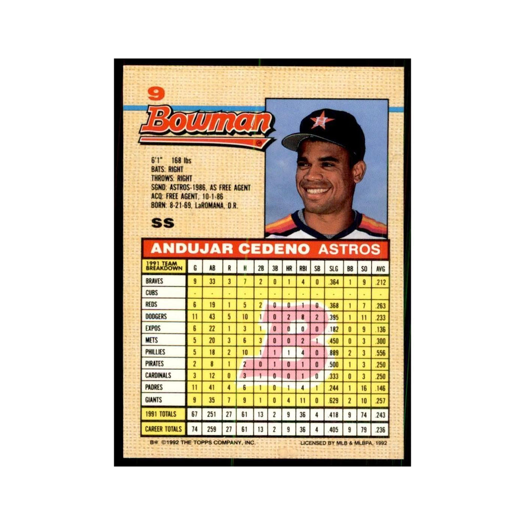 1992 Bowman Andujar Cedeno Baseball Cards #9