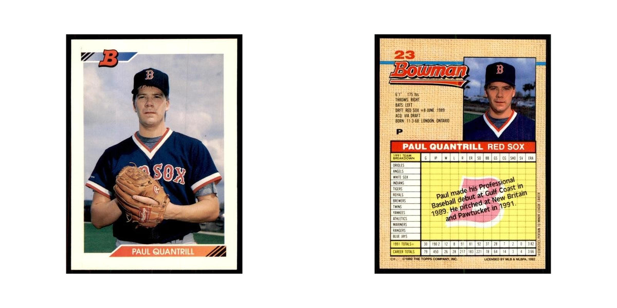 1992 Bowman Paul Quantrill Baseball Cards #23