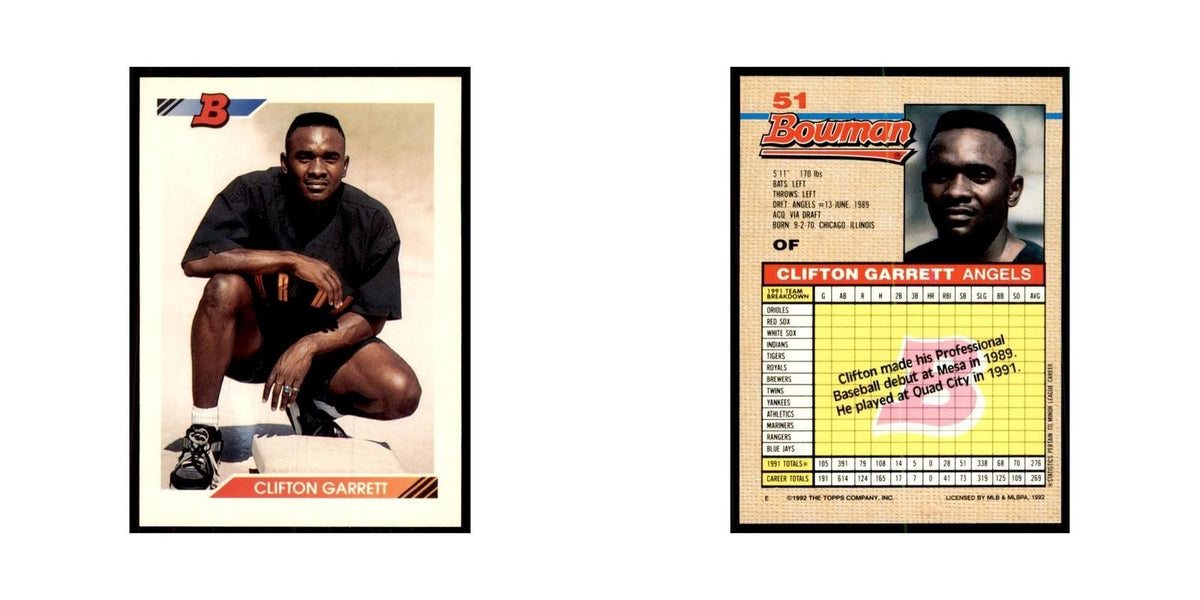 1992 Bowman Clifton Garrett Baseball Cards #51