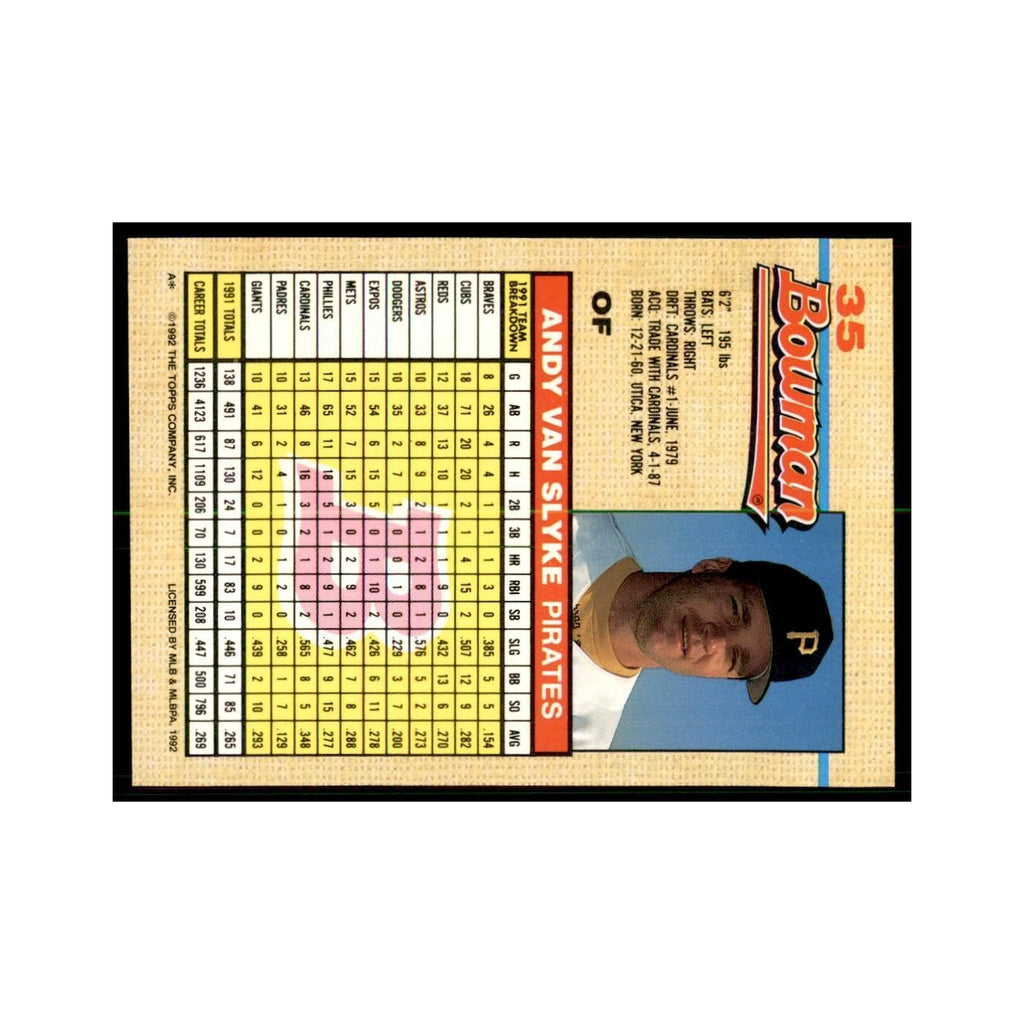 1992 Bowman Andy Van Slyke Baseball Cards #35