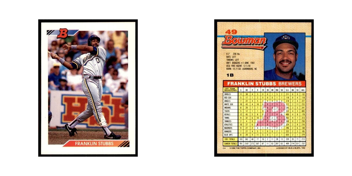 1992 Bowman Franklin Stubbs Baseball Cards #49