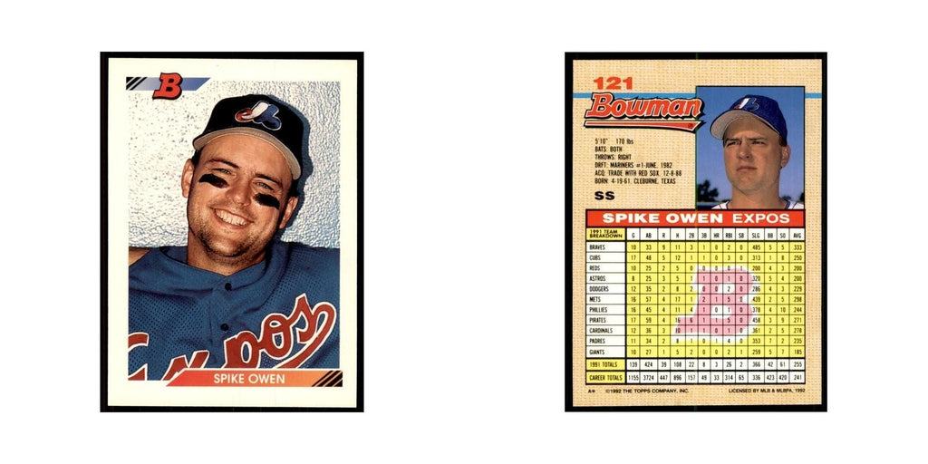 1992 Bowman Spike Owen Baseball Cards #121