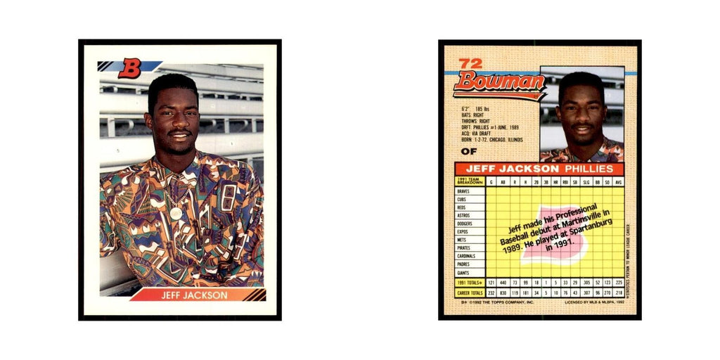 1992 Bowman Jeff Jackson Baseball Cards #72