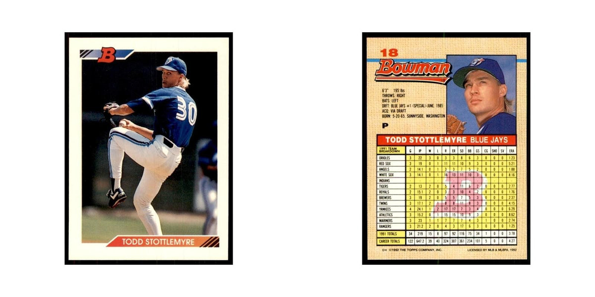 1992 Bowman Todd Stottlemyre Baseball Cards #18