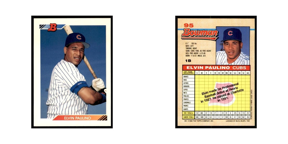 1992 Bowman Elvin Paulino Baseball Cards #95