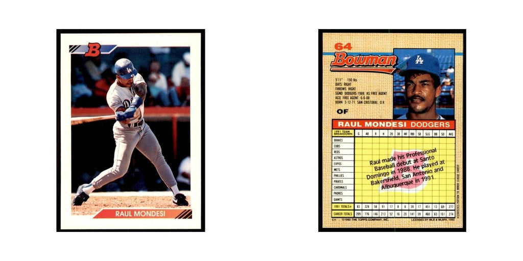 1992 Bowman Raul Mondesi Baseball Cards #64