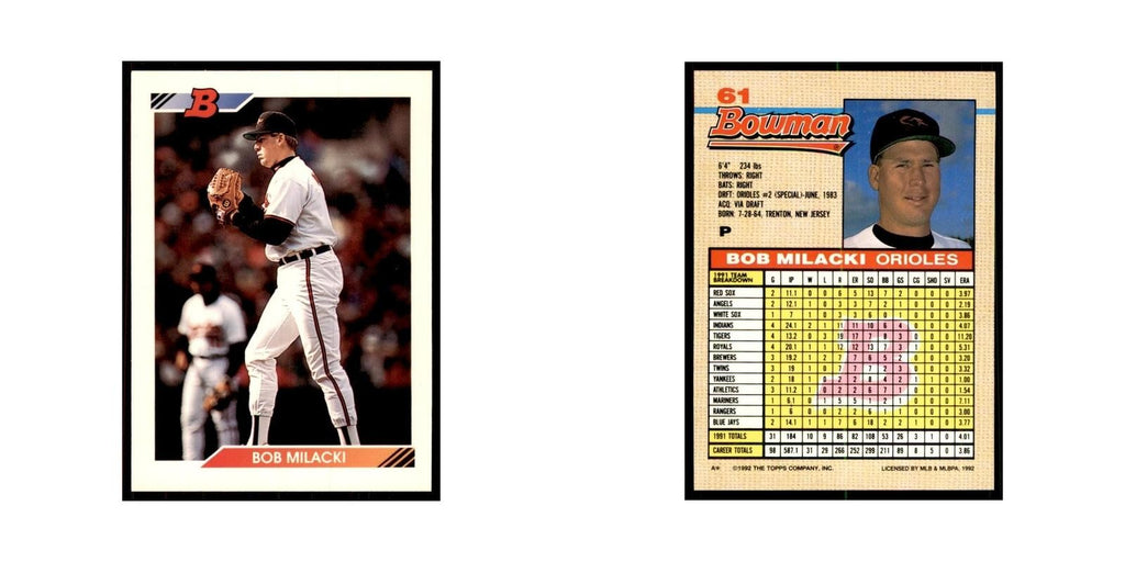 1992 Bowman Bob Milacki Baseball Cards #61