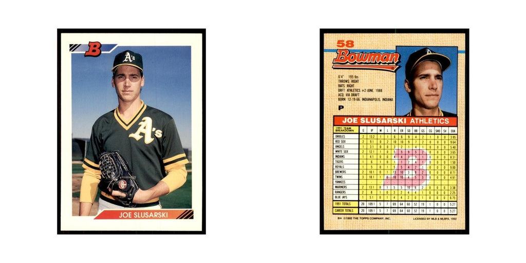 1992 Bowman Joe Slusarski Baseball Cards #58