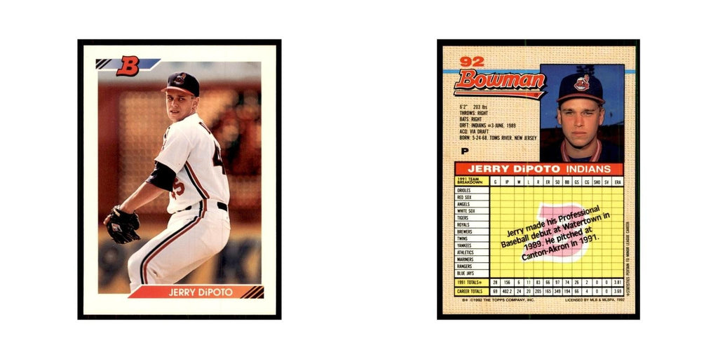 1992 Bowman Jerry DiPoto Baseball Cards #92