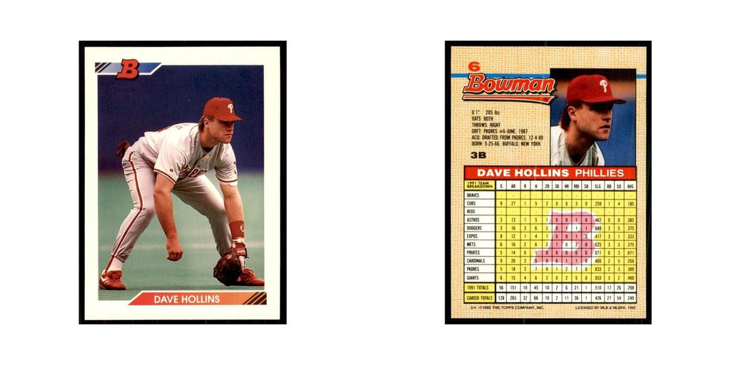 1992 Bowman Dave Hollins Baseball Cards #6