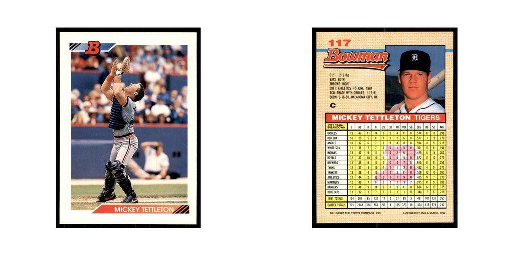 1992 Bowman Mickey Tettleton Baseball Cards #117