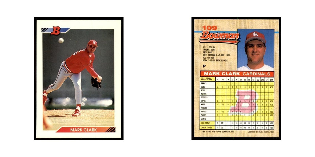 1992 Bowman Mark Clark Baseball Cards #109
