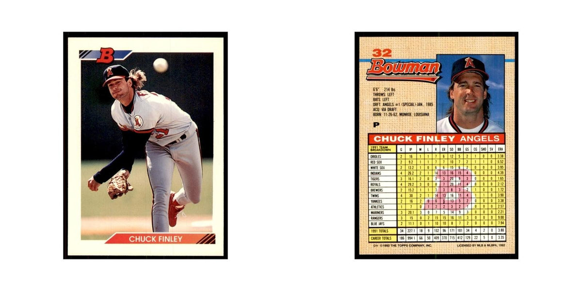 1992 Bowman Chuck Finley Baseball Cards #32