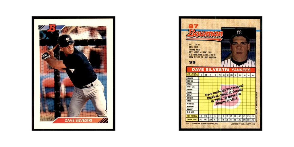 1992 Bowman Dave Silvestri Baseball Cards #87