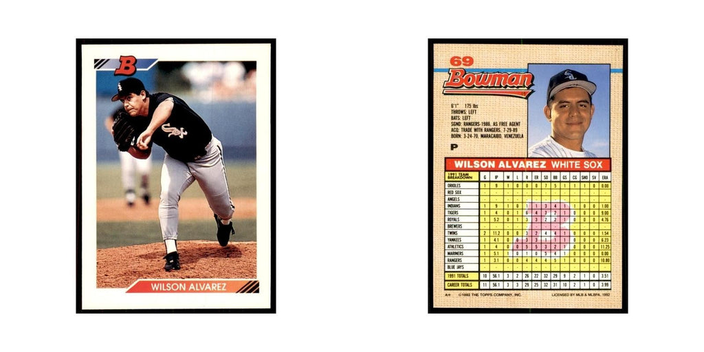 1992 Bowman Wilson Alvarez Baseball Cards #69