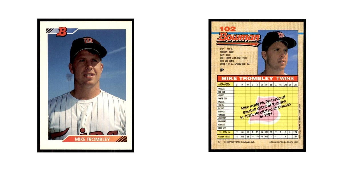 1992 Bowman Mike Trombley Baseball Cards #102