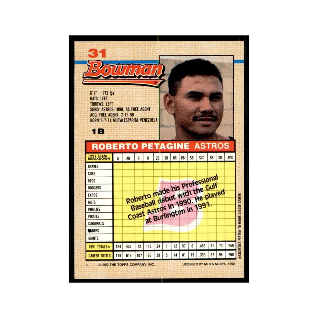 1992 Bowman Roberto Petagine Baseball Cards #31