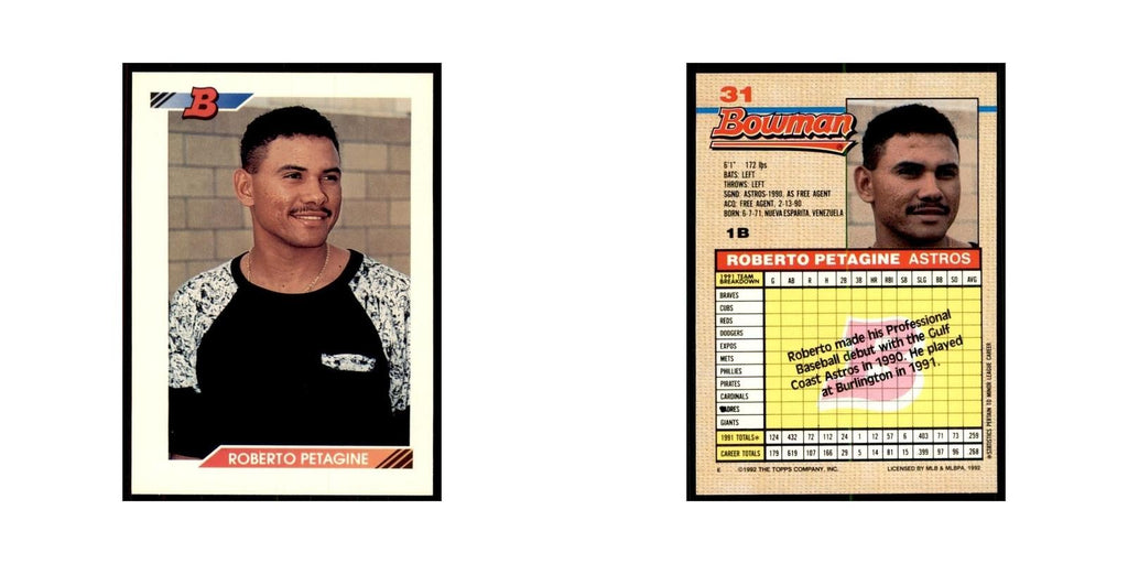 1992 Bowman Roberto Petagine Baseball Cards #31