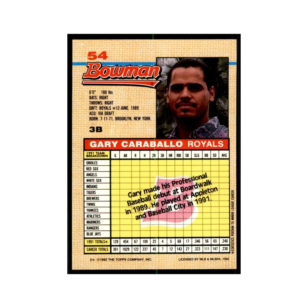 1992 Bowman Gary Caraballo Baseball Cards #54
