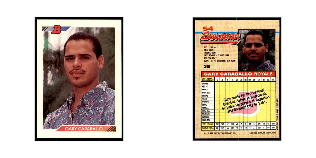 1992 Bowman Gary Caraballo Baseball Cards #54