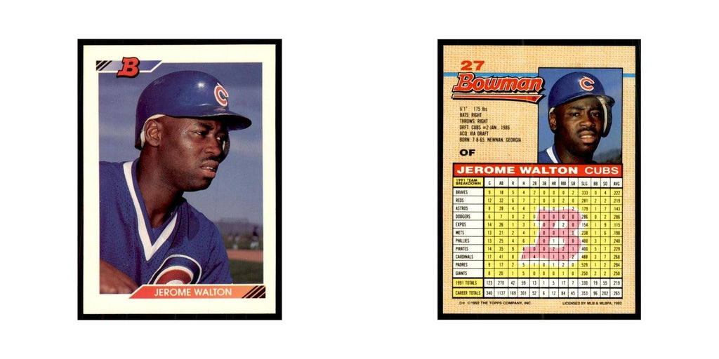 1992 Bowman Jerome Walton Baseball Cards #27