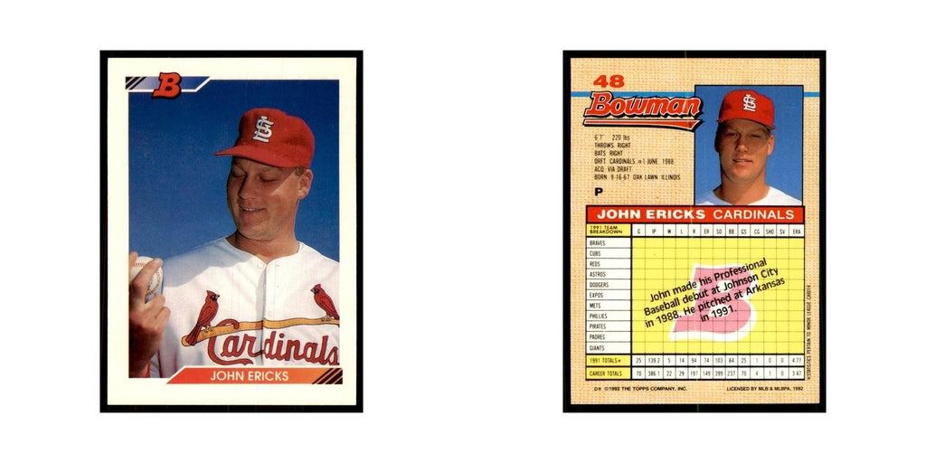 1992 Bowman John Ericks Baseball Cards #48
