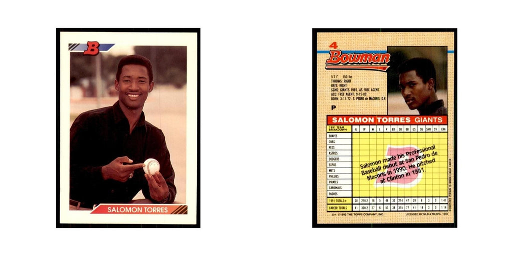 1992 Bowman Salomon Torres Baseball Cards #4