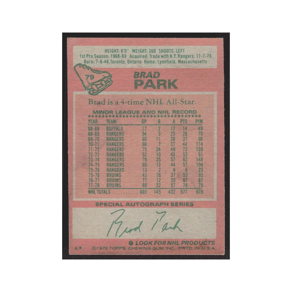 1978 Topps Brad Park Boston Bruins #79