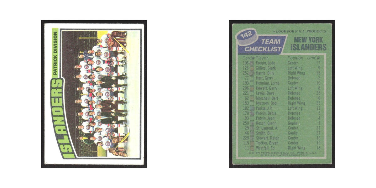 1976 Topps Team Card New York Islanders #142