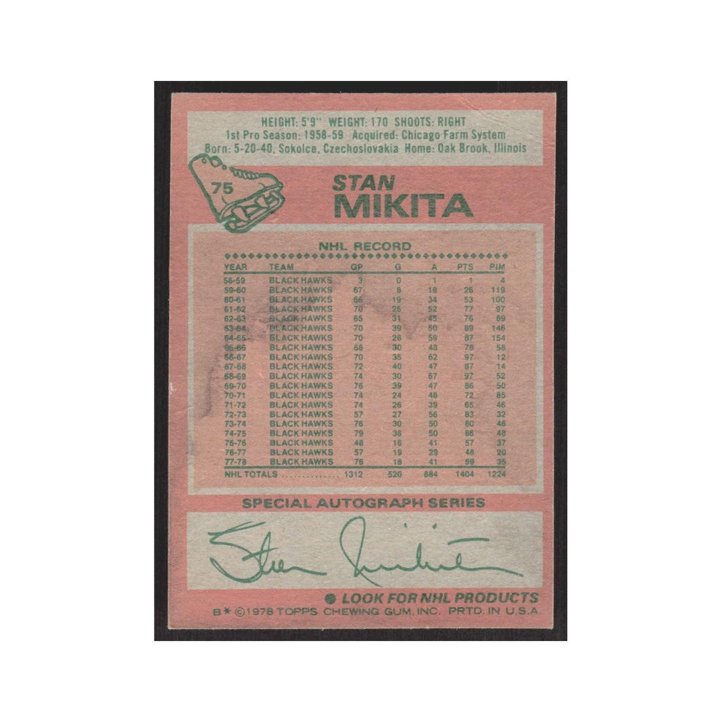 1978 Topps Stan Mikita Chicago Blackhawks #75